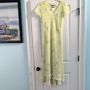 Absolutely Gorgeous Positive Attitude Light Yellow/Mint Green Floral Maxi Dress